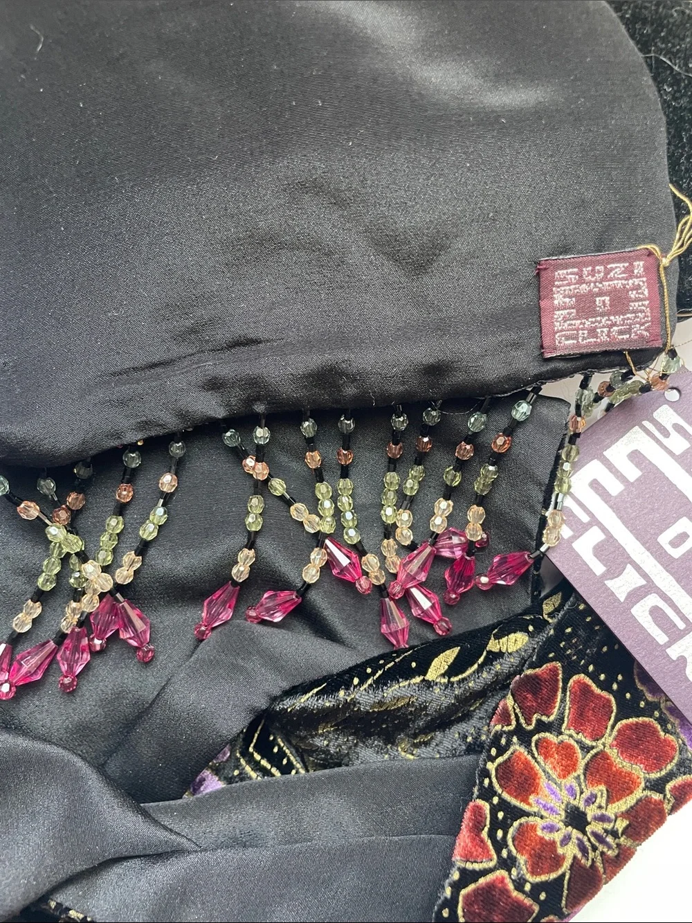 NWT SUZI O CLICK VELVET AND SILK SCARF